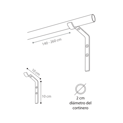Cortinero Sencillo 1.4x2.6m Negro