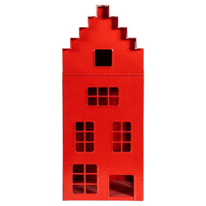 Casa Decorativa Metálica Roja