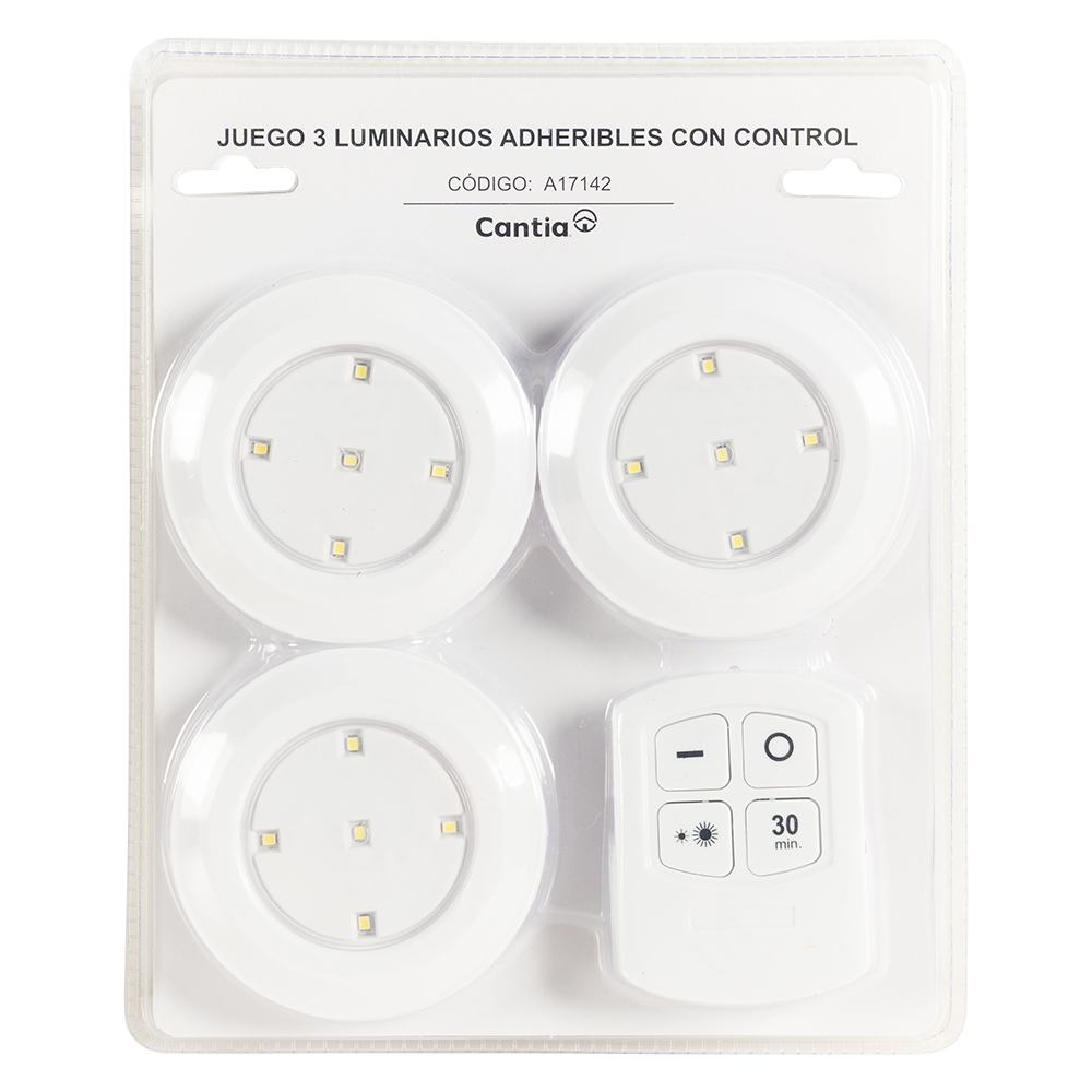 Juego De 3 Luminarios Adheribles Con Control