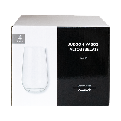 Juego 4 Vasos Altos Selat 500Ml