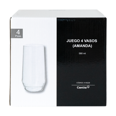 Juego de 4 Vasos Amanda 580Ml