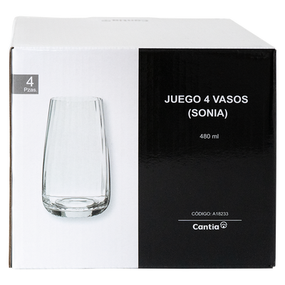 Juego 4 Vasos Sonia 480Ml