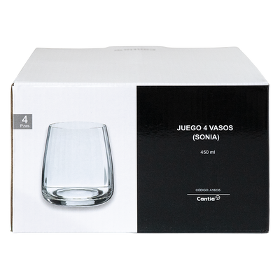 Juego 4 Vasos Sonia 450Ml