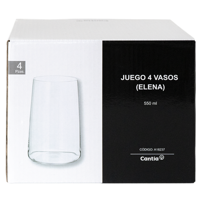 Juego 4 Vasos Elena 550Ml