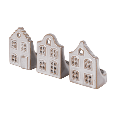 Juego 3 Portavelas de Casas Navideñas