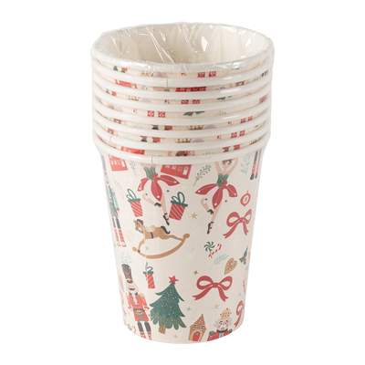 Juego 8 Vasos de Papel Navideño