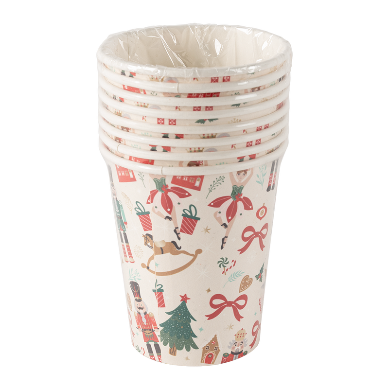 Juego 8 Vasos de Papel Navideño