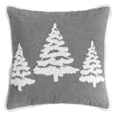 Funda Cojín Pino Navideño Gris