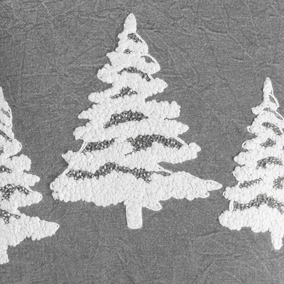Funda Cojín Pino Navideño Gris